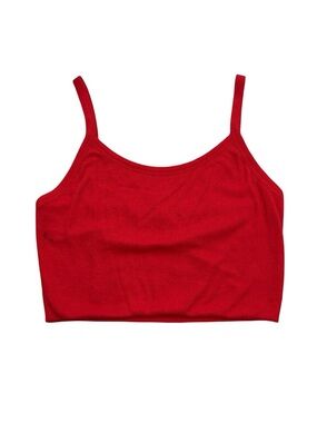 Women’s Active USA Red Ribbed Tank Top Crop 2010s